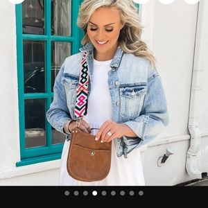 Compact Emmy Courier Vegan Leather Purse in brown